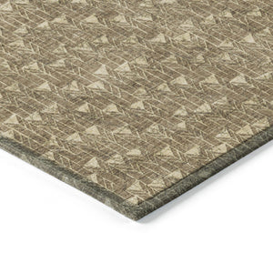 Homeroots 8' Runner Moss Green Geometric Washable Non-skid Rug For Indoor And Outdoor Elegance And Style 3' X 5' Polyester 560058