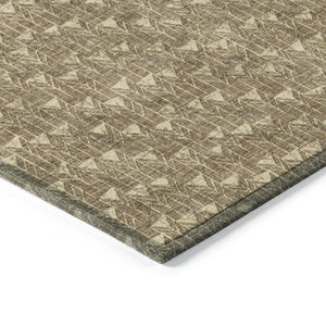 Homeroots 8' Runner Moss Green Geometric Washable Non-skid Rug For Indoor And Outdoor Elegance And Style 8' X 10' Polyester 560061