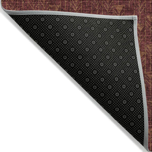 Homeroots 8' Runner Moss Green Geometric Washable Non-skid Rug For Indoor And Outdoor Elegance And Style Burgundy Polyester 560065