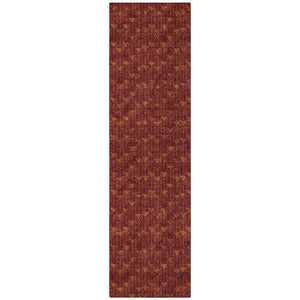 Homeroots 8' Runner Moss Green Geometric Washable Non-skid Rug For Indoor And Outdoor Elegance And Style Burgundy Polyester 560065