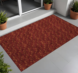 Homeroots 8' Runner Moss Green Geometric Washable Non-skid Rug For Indoor And Outdoor Elegance And Style 3' X 5' Polyester 560067