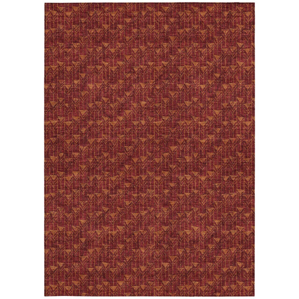 Homeroots 8' Runner Moss Green Geometric Washable Non-skid Rug For Indoor And Outdoor Elegance And Style 5' X 8' Polyester 560068