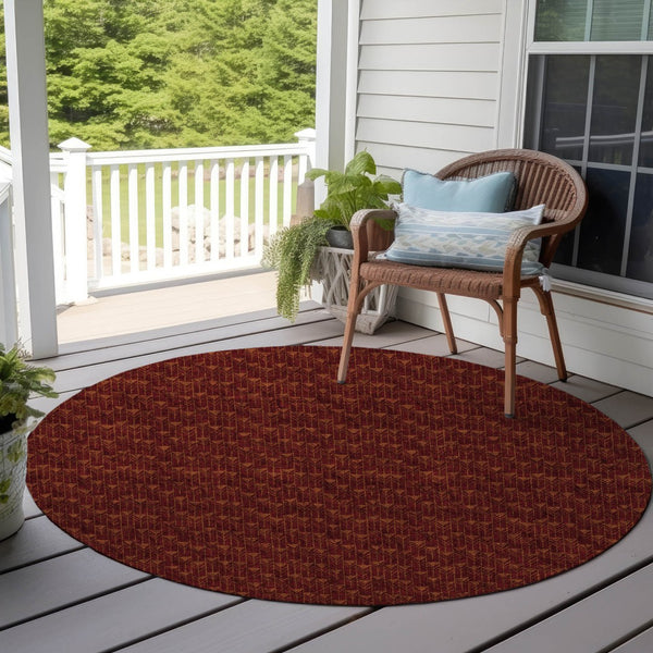 Homeroots 8' Runner Moss Green Geometric Washable Non-skid Rug For Indoor And Outdoor Elegance And Style 8' Round Polyester 560069