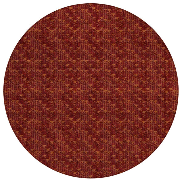 HomeRoots 5' Moss Green Geometric Indoor Outdoor Area Rug - Washable, Non-Skid, Stain-Resistant Design 8' Round 560069