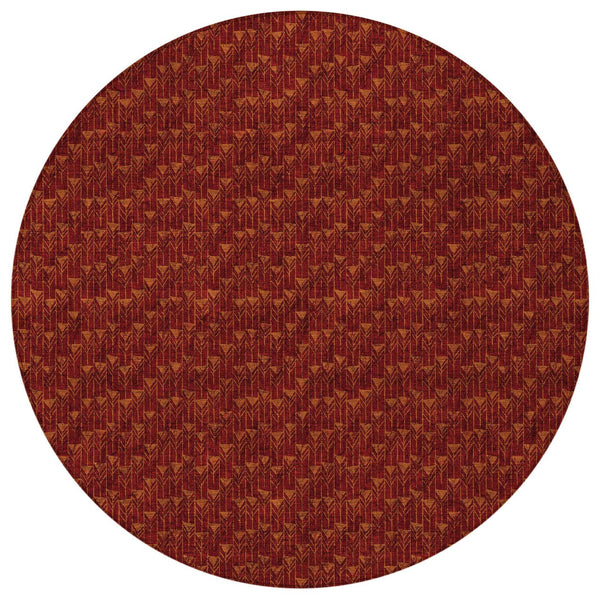 Homeroots 8' Runner Moss Green Geometric Washable Non-skid Rug For Indoor And Outdoor Elegance And Style 8' Round Polyester 560069