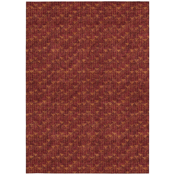 Homeroots 10' X 14' Burgundy Geometric Washable Non Skid Indoor Outdoor Area Rug Burgundy Polyester 560072