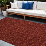 Homeroots 10' X 14' Burgundy Geometric Washable Non Skid Indoor Outdoor Area Rug Burgundy Polyester 560072