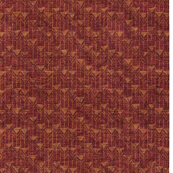Homeroots 10' X 14' Burgundy Geometric Washable Non Skid Indoor Outdoor Area Rug Burgundy Polyester 560072