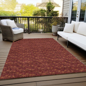 HomeRoots 5' Moss Green Geometric Indoor Outdoor Area Rug - Washable, Non-Skid, Stain-Resistant Design 10' X 14' 560072