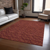 Homeroots 10' X 14' Burgundy Geometric Washable Non Skid Indoor Outdoor Area Rug Burgundy Polyester 560072