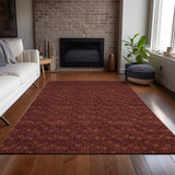 Homeroots 10' X 14' Burgundy Geometric Washable Non Skid Indoor Outdoor Area Rug Burgundy Polyester 560072