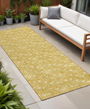 Homeroots 8' Runner Gold Geometric Washable Non Skid Indoor Outdoor Runner Rug Gold Polyester 560074