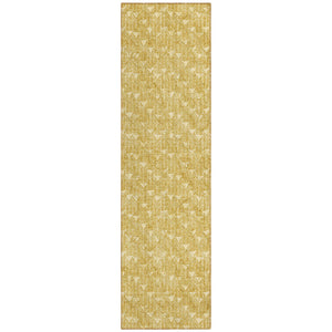 Homeroots 8' Runner Gold Geometric Washable Non Skid Indoor Outdoor Runner Rug Gold Polyester 560074
