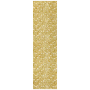 Homeroots 8' Runner Gold Geometric Washable Non Skid Indoor Outdoor Runner Rug Gold Polyester 560074