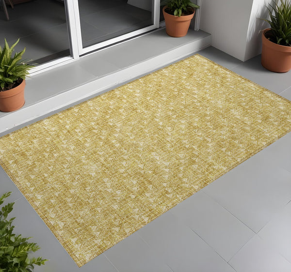 Homeroots 8' Runner Moss Green Geometric Washable Non-skid Rug For Indoor And Outdoor Elegance And Style 3' X 5' Polyester 560076