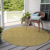 Homeroots 8' Round Gold Round Geometric Washable Non Skid Indoor Outdoor Area Rug Gold Polyester 560078