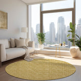 Homeroots 8' Round Gold Round Geometric Washable Non Skid Indoor Outdoor Area Rug Gold Polyester 560078