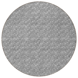 Homeroots 8' Round Gray Round Geometric Washable Non Skid Indoor Outdoor Area Rug Gray Polyester 560087