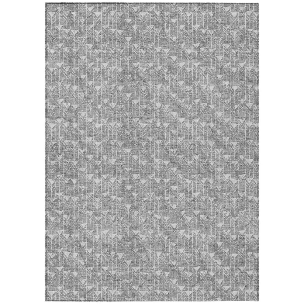 HomeRoots 5' Moss Green Geometric Indoor Outdoor Area Rug - Washable, Non-Skid, Stain-Resistant Design 8' X 10' 560088