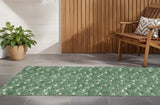 Homeroots 8' Sage Geometric Washable Non Skid Indoor Outdoor Runner Rug Green Polyester 560092