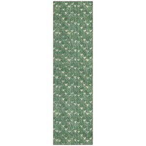 Homeroots 8' Sage Geometric Washable Non Skid Indoor Outdoor Runner Rug Green Polyester 560092