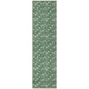Homeroots 8' Sage Geometric Washable Non Skid Indoor Outdoor Runner Rug Green Polyester 560092