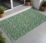 Homeroots 3' X 5' Sage Geometric Washable Non Skid Indoor Outdoor Area Rug Green Polyester 560094