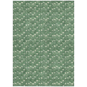 Homeroots 3' X 5' Sage Geometric Washable Non Skid Indoor Outdoor Area Rug Green Polyester 560094