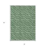 Homeroots 3' X 5' Sage Geometric Washable Non Skid Indoor Outdoor Area Rug Green Polyester 560094