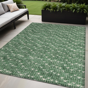 Homeroots 5' X 8' Sage Geometric Washable Non Skid Indoor Outdoor Area Rug Green Polyester 560095