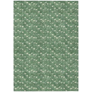 Homeroots 5' X 8' Sage Geometric Washable Non Skid Indoor Outdoor Area Rug Green Polyester 560095