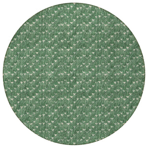 Homeroots 8' Round Sage Round Geometric Washable Non Skid Indoor Outdoor Area Rug Green Polyester 560096