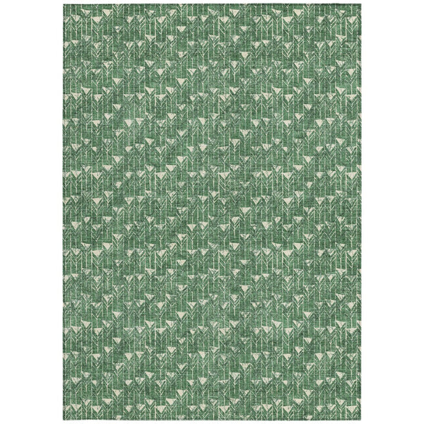 Homeroots 8' Runner Moss Green Geometric Washable Non-skid Rug For Indoor And Outdoor Elegance And Style 8' X 10' Polyester 560097