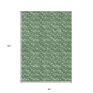 Homeroots 8' Runner Moss Green Geometric Washable Non-skid Rug For Indoor And Outdoor Elegance And Style 8' X 10' Polyester 560097