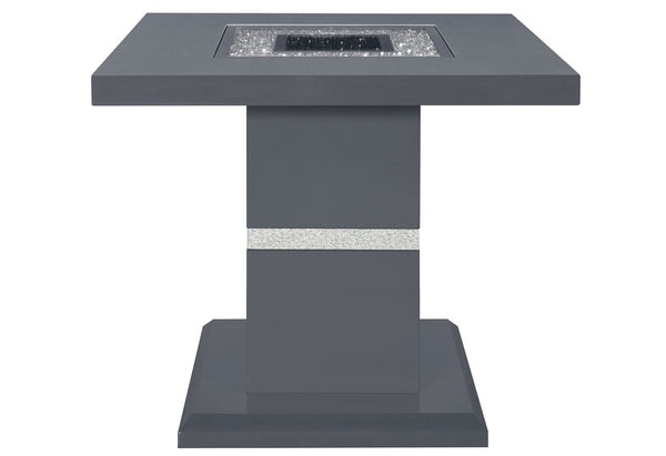 HomeRoots 24" Glamorous Dark Gray Pedestal End Table with Silver Faux Crystals & Glass Top for Modern Spaces 560098