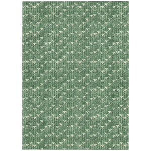 Homeroots 8' Runner Moss Green Geometric Washable Non-skid Rug For Indoor And Outdoor Elegance And Style 9' X 12' Polyester 560099
