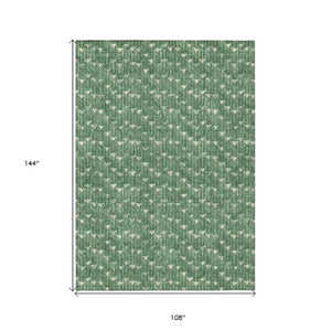 Homeroots 8' Runner Moss Green Geometric Washable Non-skid Rug For Indoor And Outdoor Elegance And Style 9' X 12' Polyester 560099