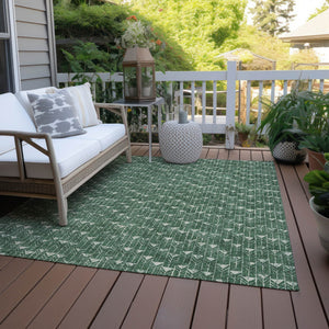 Homeroots 8' Runner Moss Green Geometric Washable Non-skid Rug For Indoor And Outdoor Elegance And Style 9' X 12' Polyester 560099