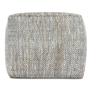 English Elm Nate Handwoven Cotton Square Pouf Artisan Footrest for Bohemian Living Rooms Gray B136P427595