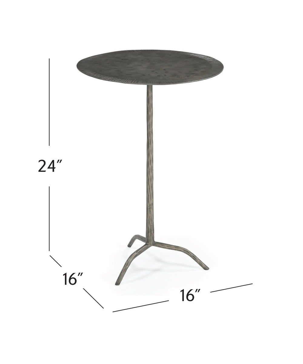 Basset Mirror Silas Accent Table - Modern Hammered Iron Design With Antique Nickel Finish For Artisanal Charm Silver Metal 5601-lr-223
