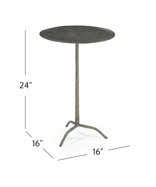 Basset Mirror Silas Accent Table - Modern Hammered Iron Design With Antique Nickel Finish For Artisanal Charm Silver Metal 5601-lr-223