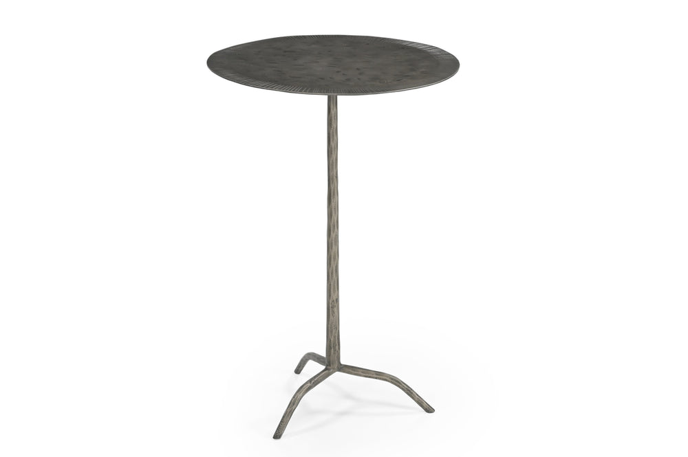 Basset Mirror Silas Accent Table - Modern Hammered Iron Design With Antique Nickel Finish For Artisanal Charm Silver Metal 5601-lr-223
