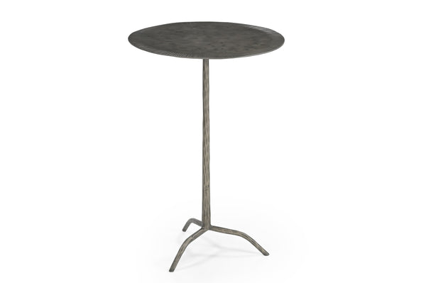 Basset Mirror Silas Accent Table - Modern Hammered Iron Design With Antique Nickel Finish For Artisanal Charm Silver Metal 5601-lr-223
