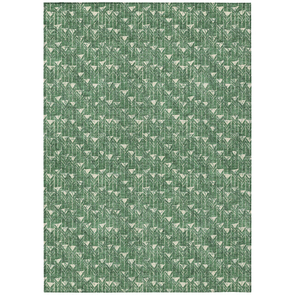 Homeroots 10' X 14' Sage Geometric Washable Non Skid Indoor Outdoor Area Rug Green Polyester 560101