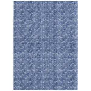 Homeroots 5' X 8' Navy Blue Geometric Washable Non Skid Indoor Outdoor Area Rug Navy Polyester 560107