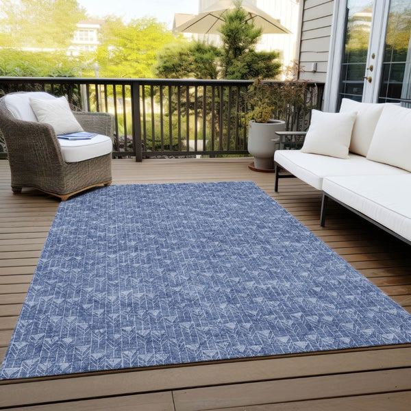 HomeRoots 5' Moss Green Geometric Indoor Outdoor Area Rug - Washable, Non-Skid, Stain-Resistant Design 5' X 8' 560107
