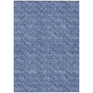 Homeroots 5' X 8' Navy Blue Geometric Washable Non Skid Indoor Outdoor Area Rug Navy Polyester 560107