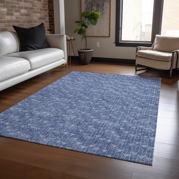 HomeRoots 5' Moss Green Geometric Indoor Outdoor Area Rug - Washable, Non-Skid, Stain-Resistant Design 5' X 8' 560107