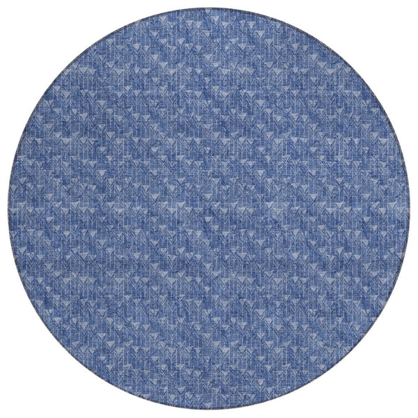HomeRoots 5' Moss Green Geometric Indoor Outdoor Area Rug - Washable, Non-Skid, Stain-Resistant Design 8' Round 560108