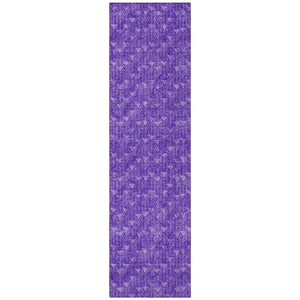 Homeroots 8' Runner Moss Green Geometric Washable Non-skid Rug For Indoor And Outdoor Elegance And Style Purple Polyester 560113